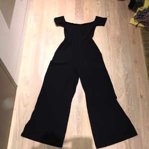 Black off the shoulder jump suit